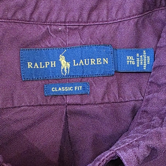 Ralph Lauren Classic Fit 100% Cotton Plum Button Down Long Sleeve Shirt. XXL - Picture 2 of 8